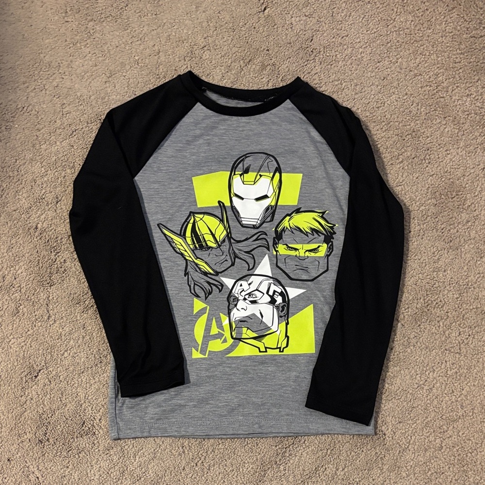 Marvel Avengers Long Sleeve Shirt - Black and Gray with Yellow Accents